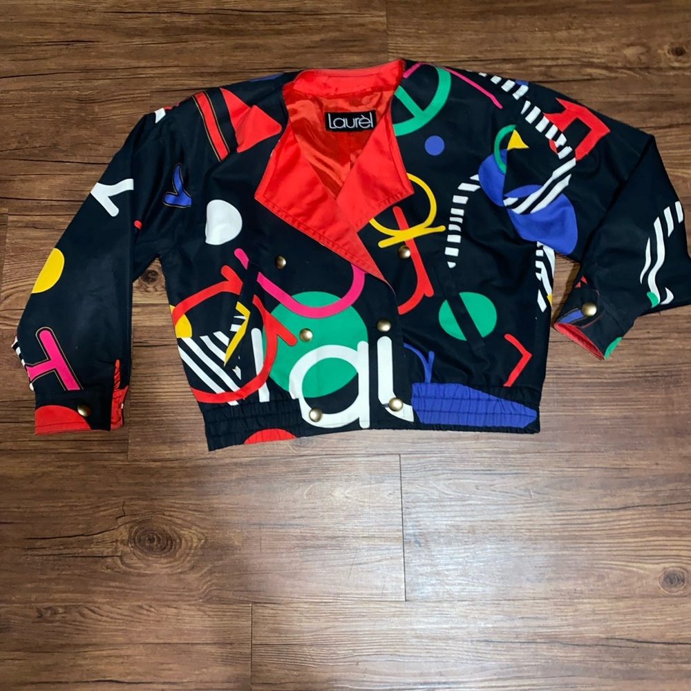 Vintage RARE Laurel By Escada Abstract Bomber Jacket Size medium/large